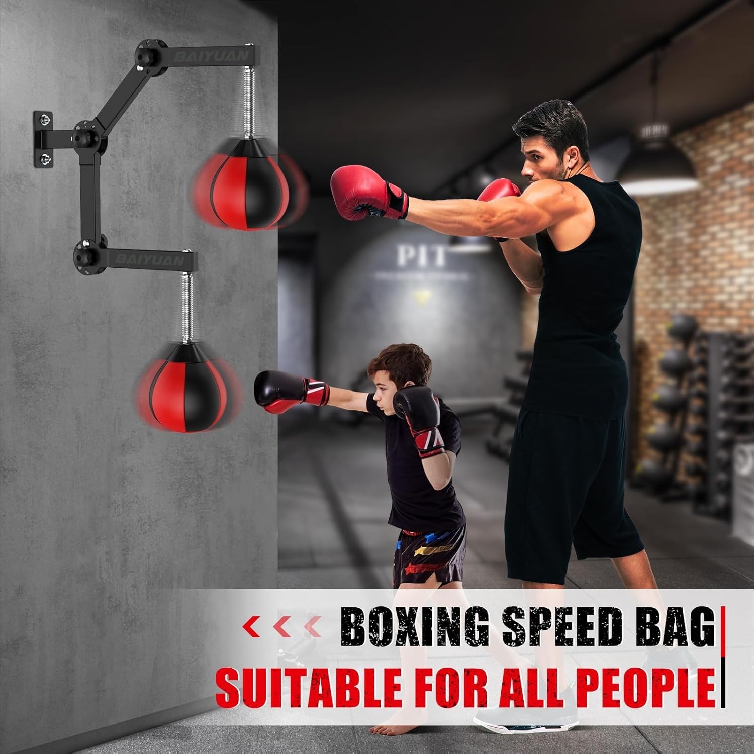Durable Faux Leather Speed Bag with Adjustable Height for All Ages – Boxing Gear