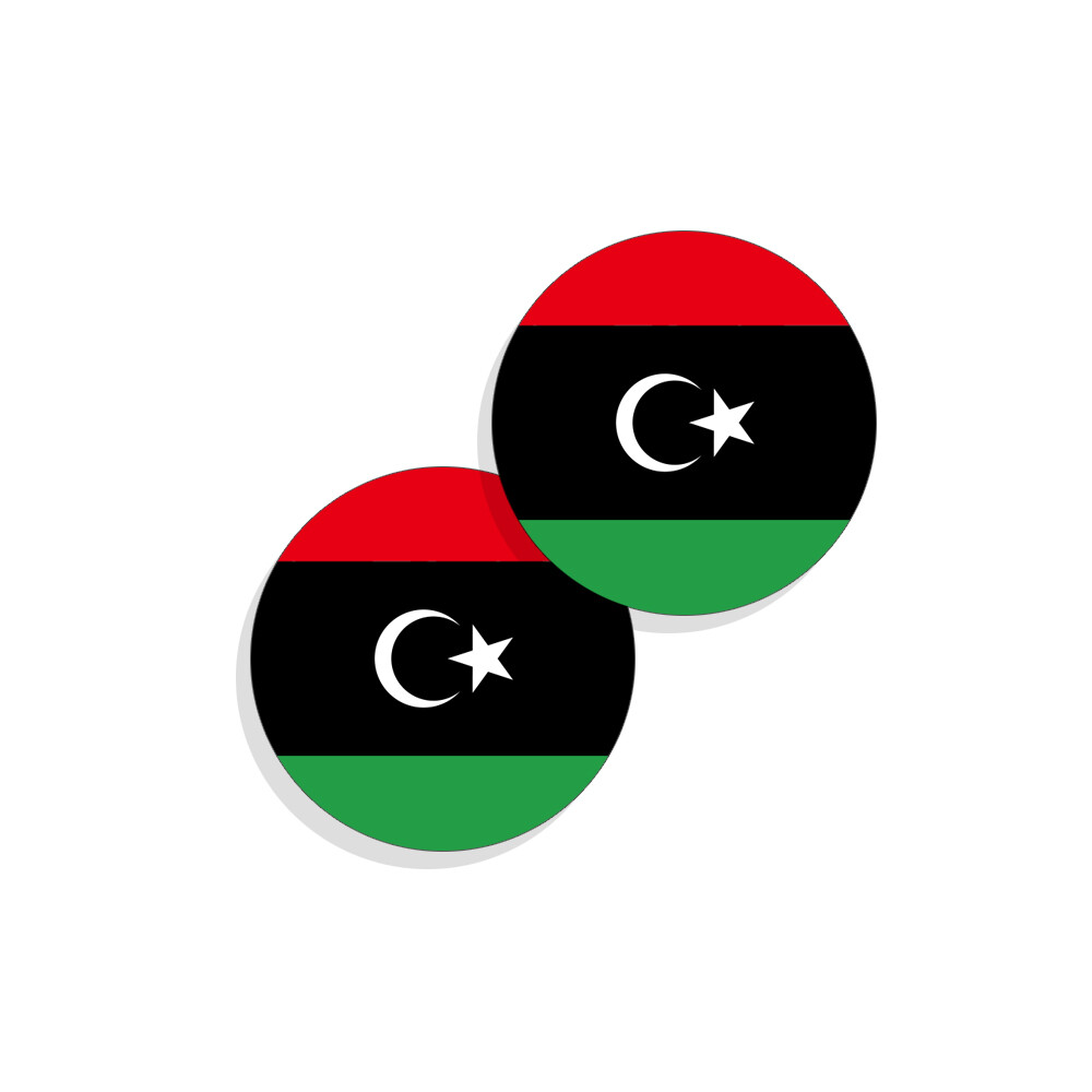 Libya Flag Stickers Flag Decals Vinyl Round Indoor Outdoor Circles Libya 4 pack
