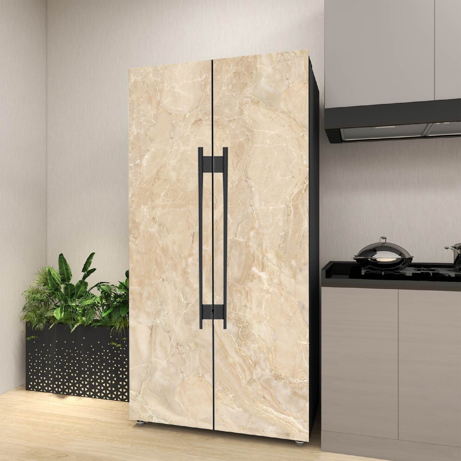 Marble Fridge Wrap Removable, Waterproof Appliance Cover