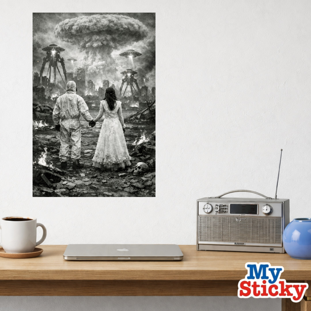 Post Apocalyptic Wedding Couple Removable Vinyl Decal Poster Wall Sticker Decor