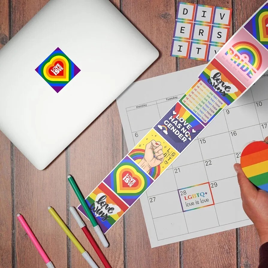 500 Pcs Pride Stickers LGBTQ+ Stickers Gay Pride Flag Stickers Bulk Roll New