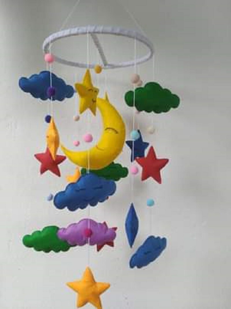 HANDMADE FELT MACRAME BABY COT MOBILE WALL HANGING BABY ROOM Nursery 3D Decorr