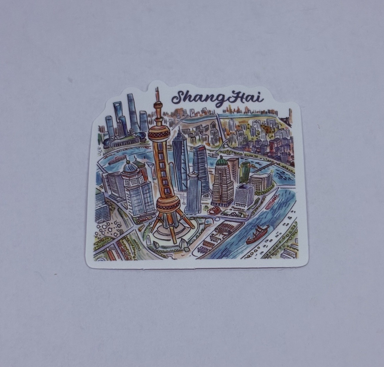 Shanghai Sticker Cityscape Travel City Tour Drawn Art Decal Vinyl Souvenir Tc9