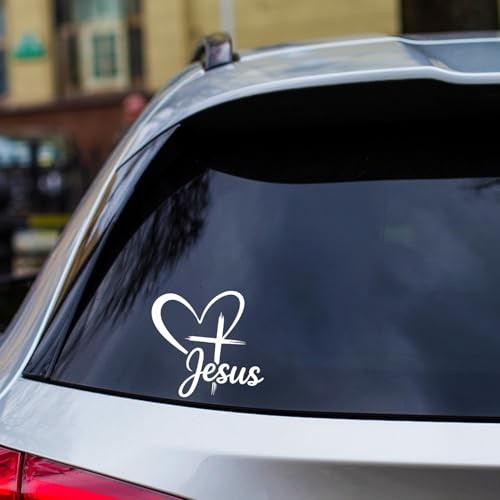 Christian Jesus Sticker, Waterproof Vinyl Decal Script Jesus with 7×6.7 Inches