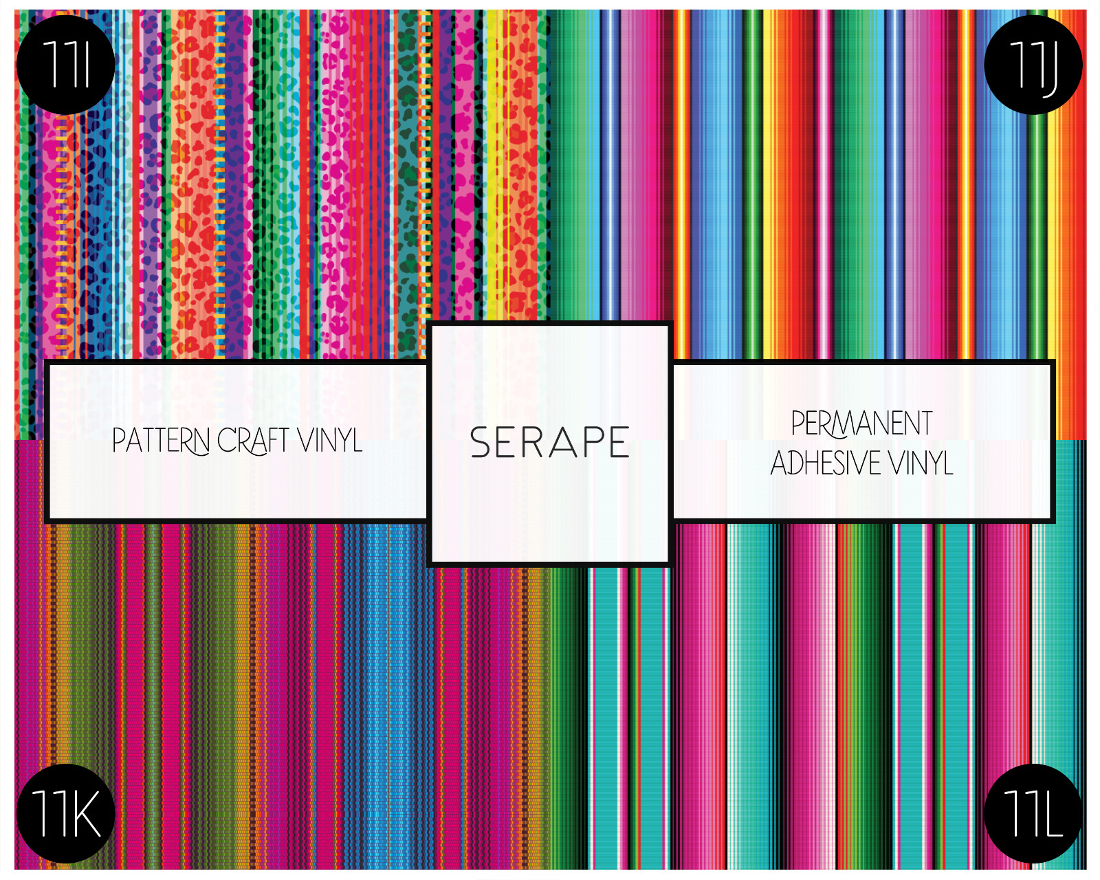 Serape Patterned Premium Vinyl, for use with all Cricut cutting machines (12")