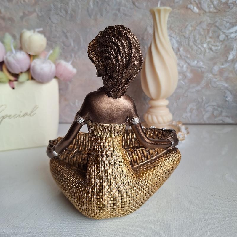 African Woman Statue Jewelry & Key Holder Resin Figurine Home Decor