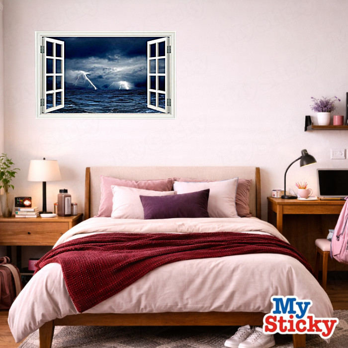 MySticky 3D Landscapes and Nature Fake Window Frame Wall Decal | Room Decor