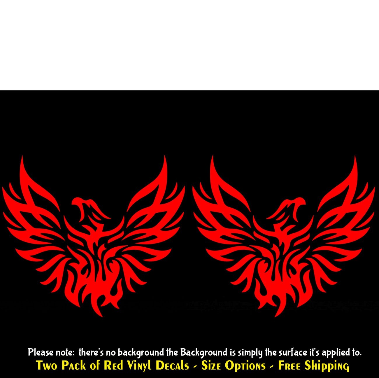 Phoenix Bird Tribal Flame Two Pack Red Vinyl Decals Vehicle Any Flat Surface