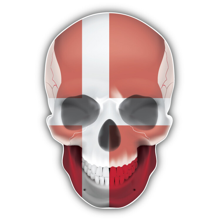 Denmark Flag Human Skull Car Bumper Sticker Decal