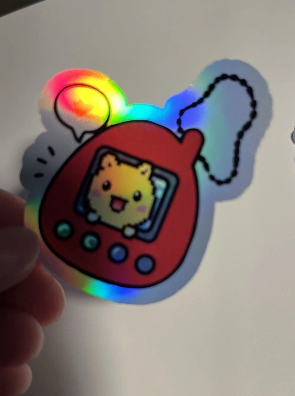 Tamagotchi Inspired Holographic Sticker 2 Pack | Waterproof 2.5” Kawaii Pets