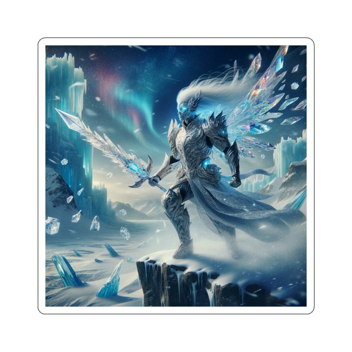 Sticker Glacial Crystal Valkyrie Digital Art 2×2 3×3 4×4 6×6