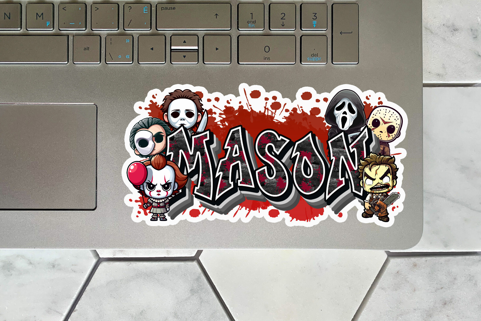 Custom Name Sticker, Vinyl Decal, Horror Villains, Spooky Halloween Killers