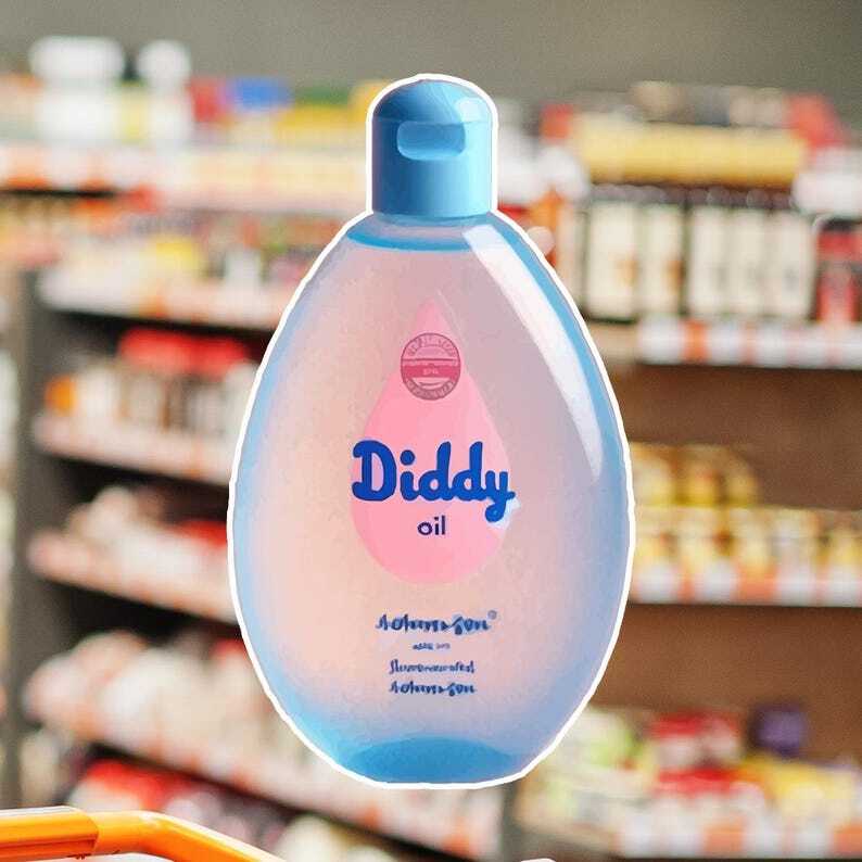 Diddy Baby Oil Sticker For Diddy Parties 3×6 cm