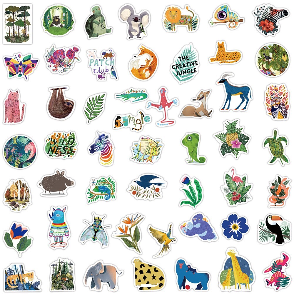 50pcs WILDLIFE Animal Stickers, Water Bottle Laptop No Residue Stickers, #045