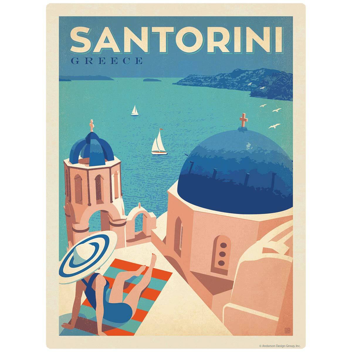 Santorini Greece Blue Domed Church Decal Peel and Stick