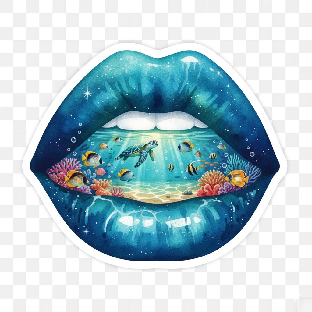 Ocean Lips Decal Sticker Phone Laptop