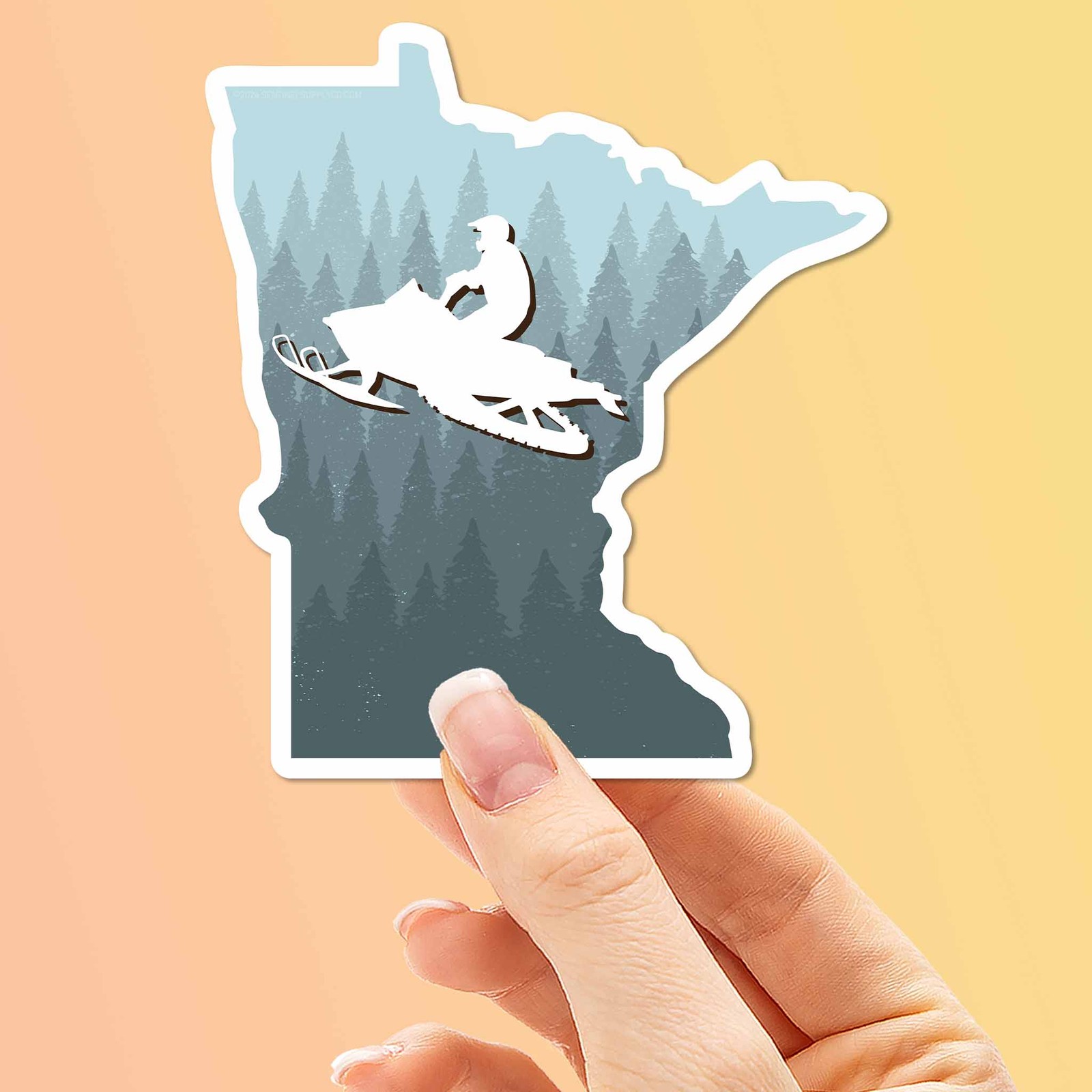 Snowmobile Minnesota Sticker – Cool Midwest Winter Sports Decals for Laptop