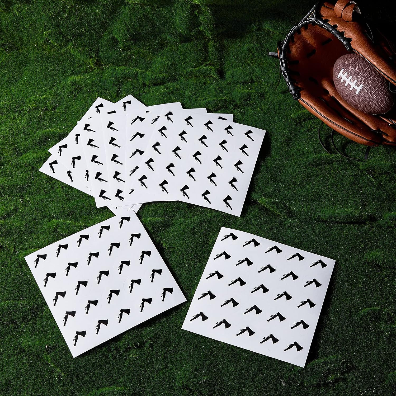 200 Pcs Football Helmet Decals Black on Clear Hatchet | Vinyl Stickers for Lacro