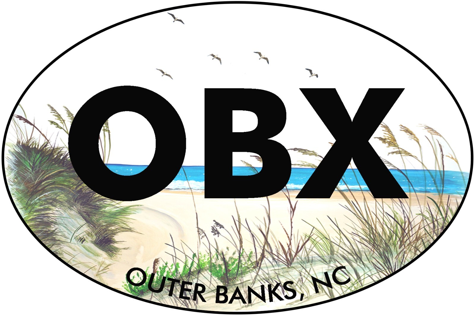 OBX – Outer Banks NC Oval Vinyl Decal Sticker – Car Truck Tumbler Cooler