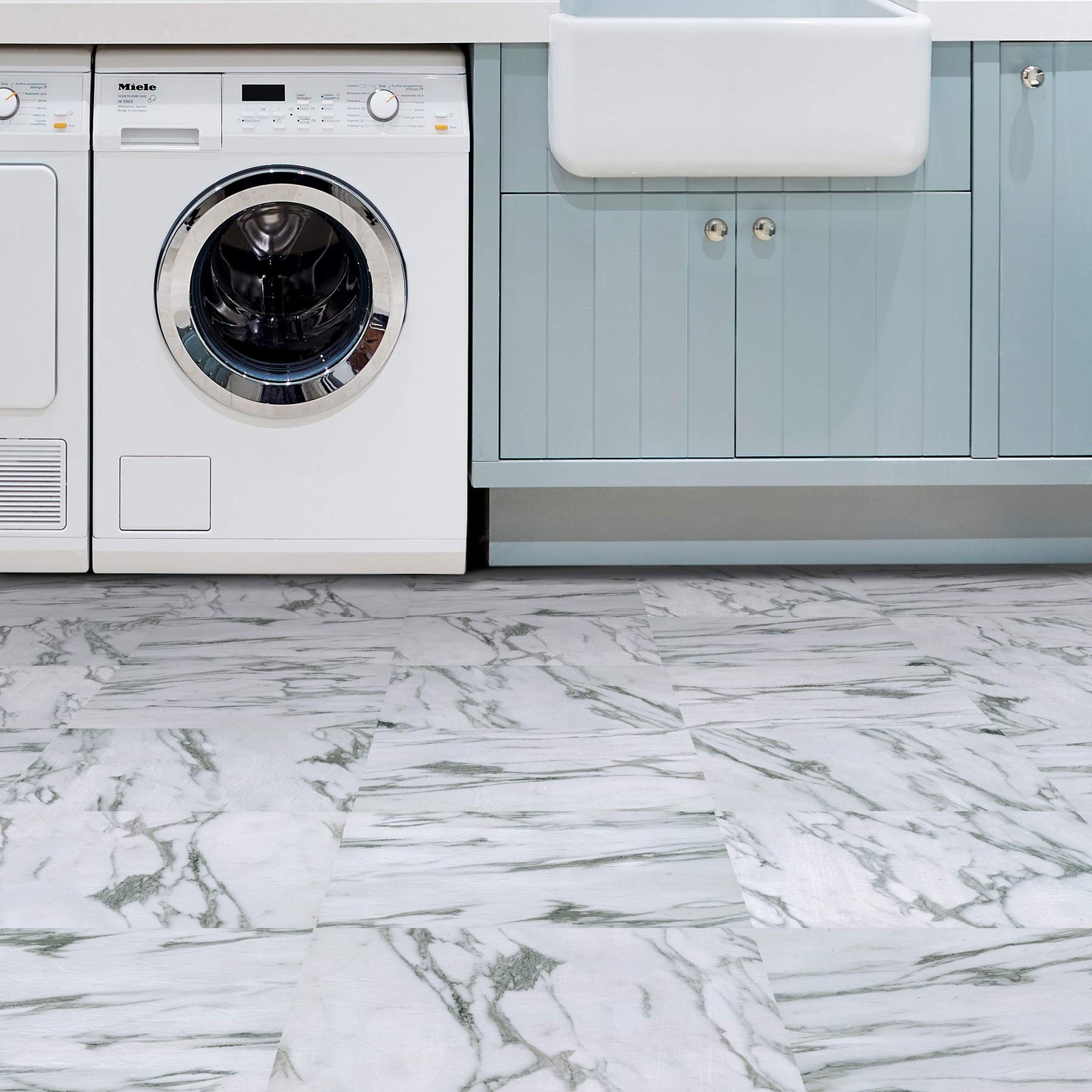 FloorPops FP3329 Opaline Peel Stick Floor Tiles, 10 Sq Ft (Pack of 1), White