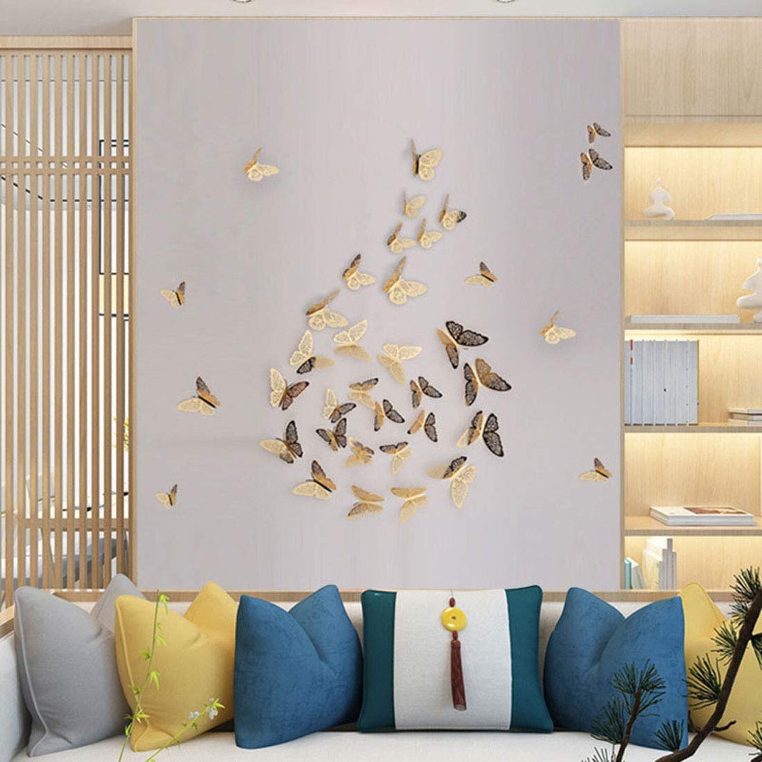 12PCS 3D Hollow-Out Butterfly Wall Sticker Elegant Murals Wall Decal Wall Sti…