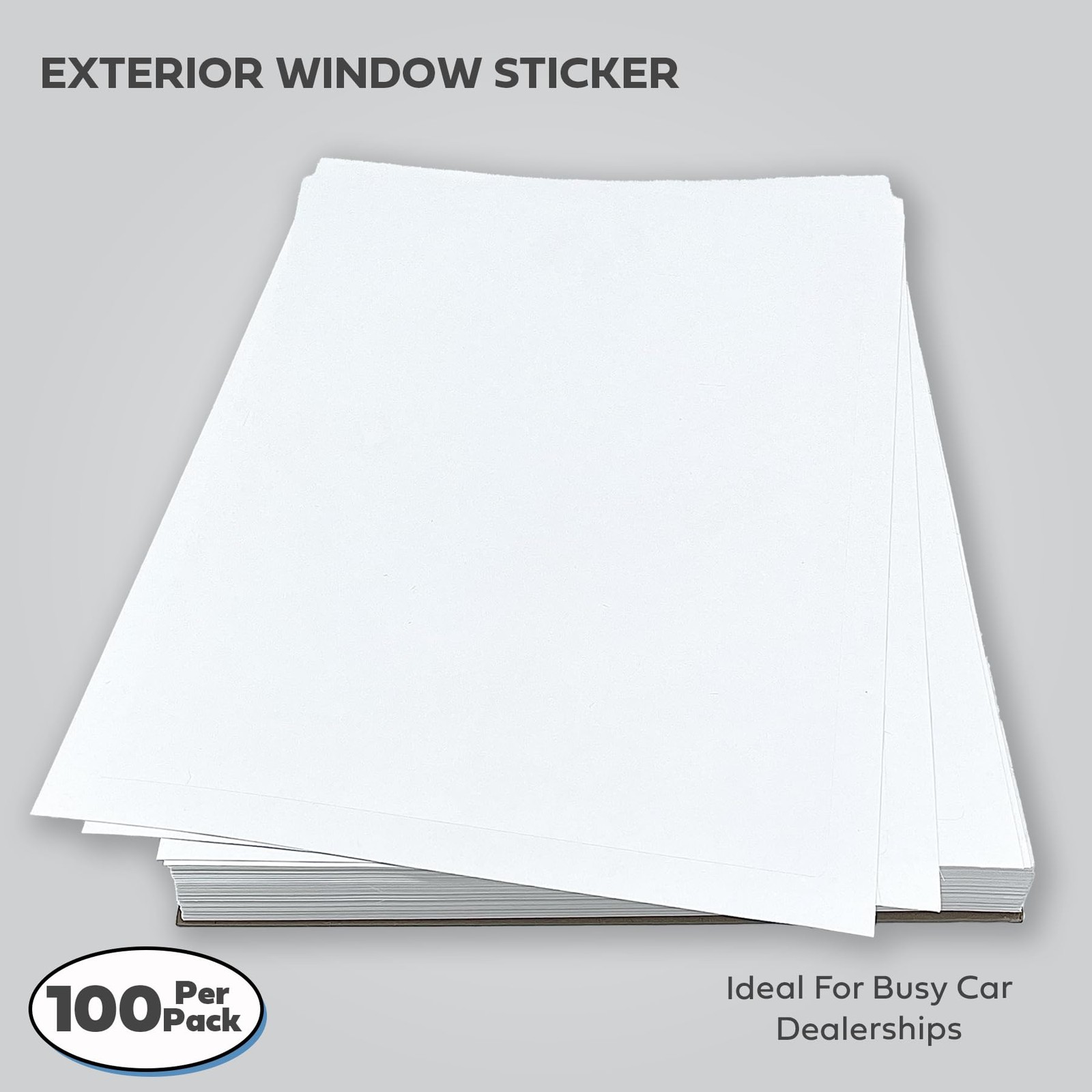 Window Stickers for Car Dealers -Plain Blank White – Exterior, 'Outdoor' | 8….