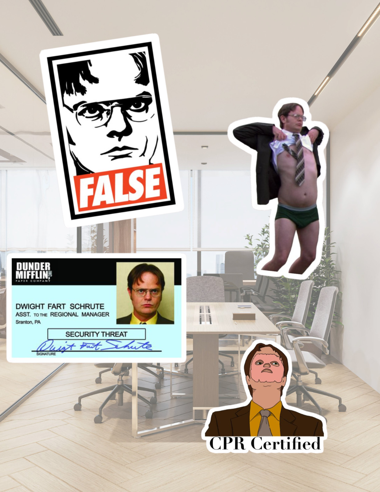 The Office Sitcom Dwight 4pc Sticker Pack