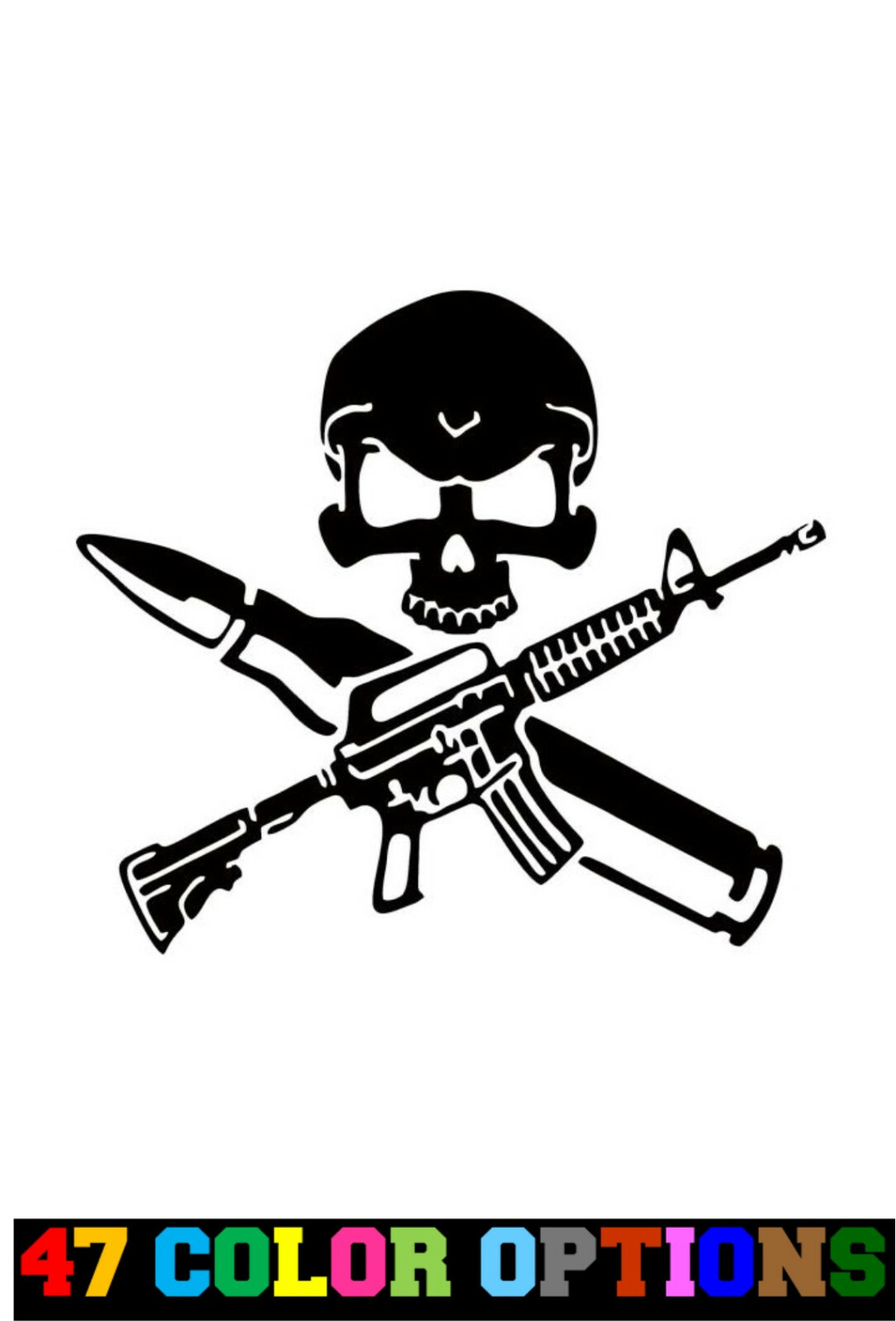 Vinyl Decal Truck Car Sticker Laptop – Hunting 2nd Amendment Guns Ammo Skull