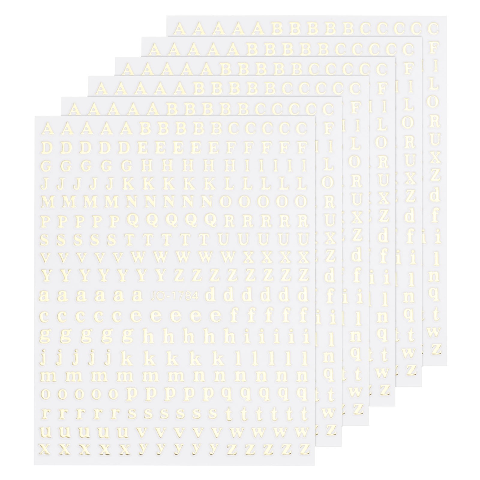 6 Sheets Letter Nail Stickers Self-Adhesive Alphabet Nail Stickers DIY Gold