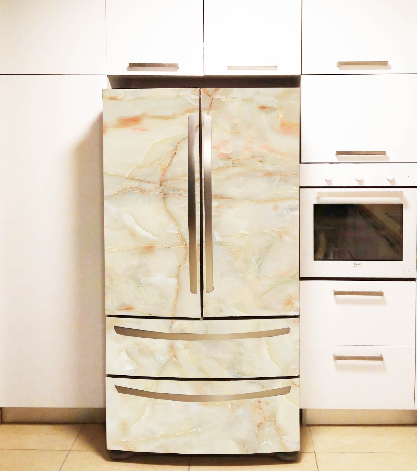 Marble Fridge Wrap Removable, Renter Friendly Upgrade