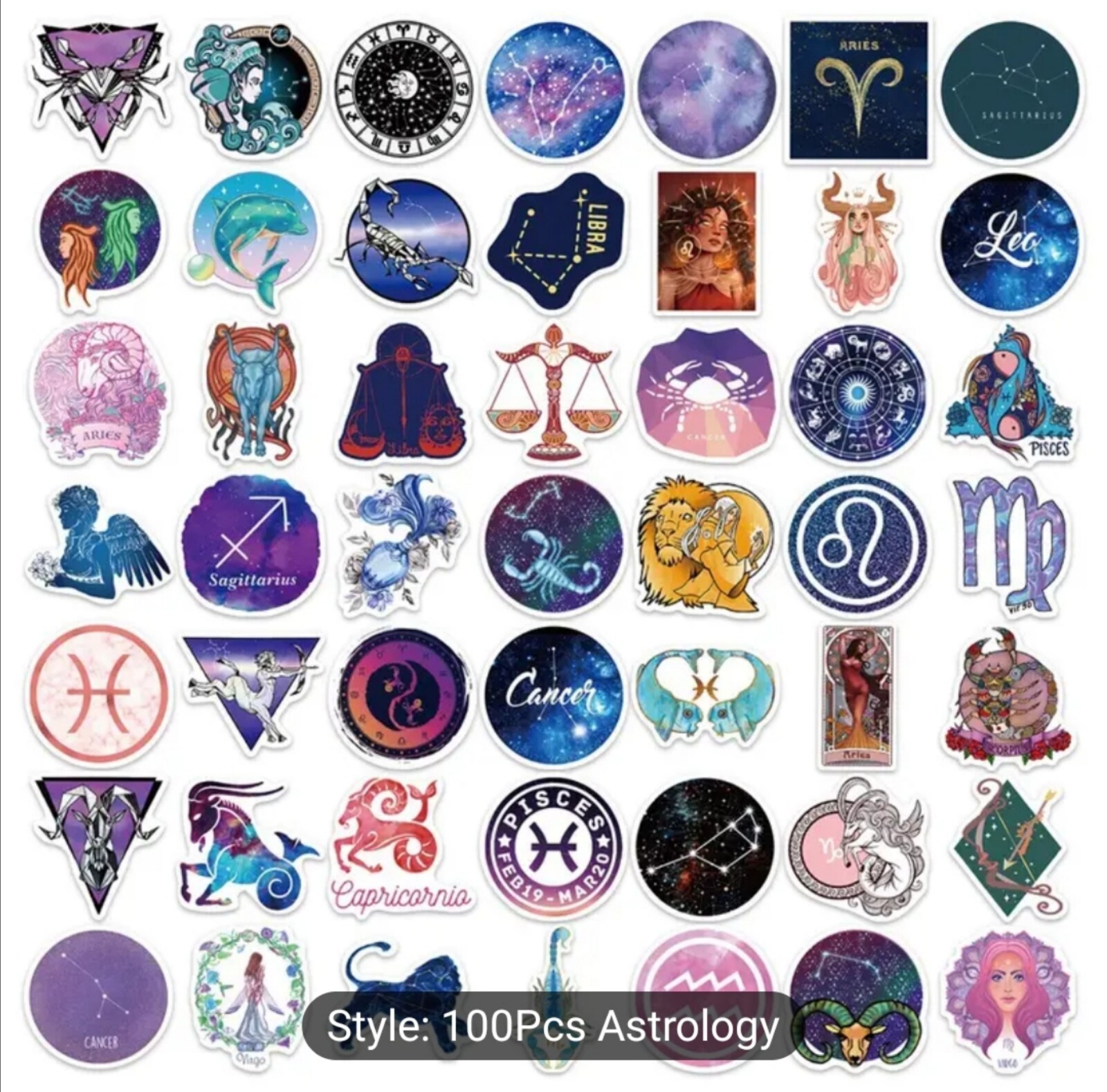 10 PCS Mini Zodiac Constellations Galaxy Astrology Astronomy Stickers BRAND NEW
