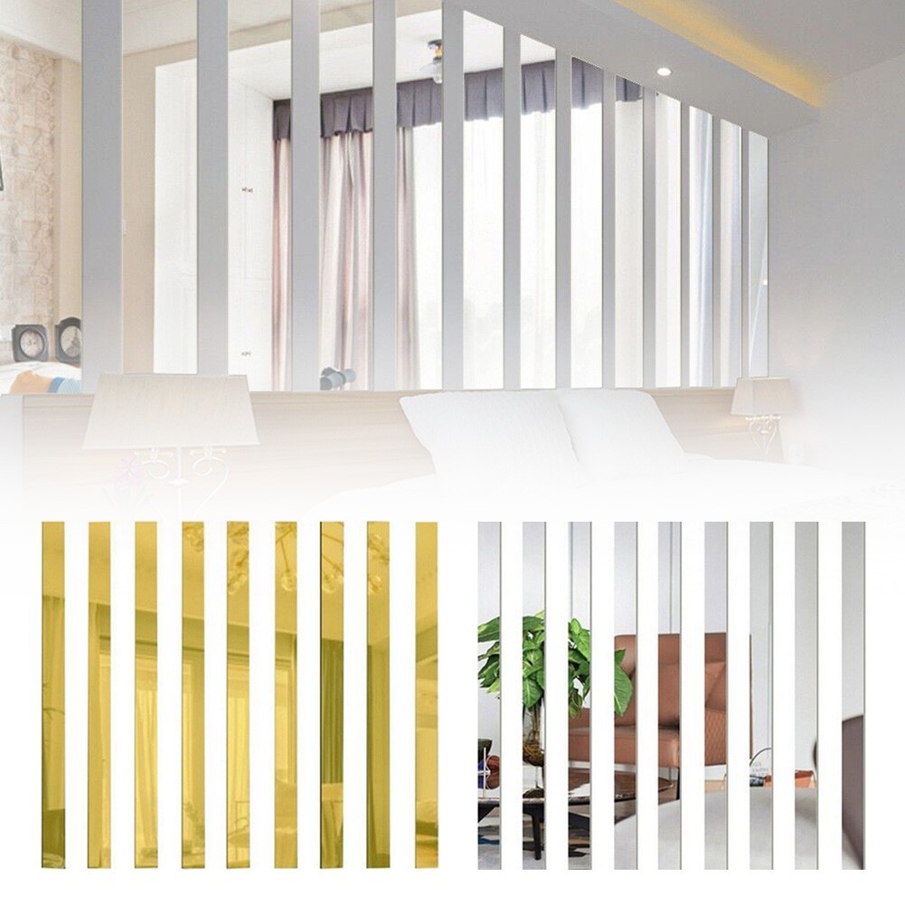 High Quality Wall Sticker Decal Long Strip Mirror Mosaic 5x50cm Acrylic