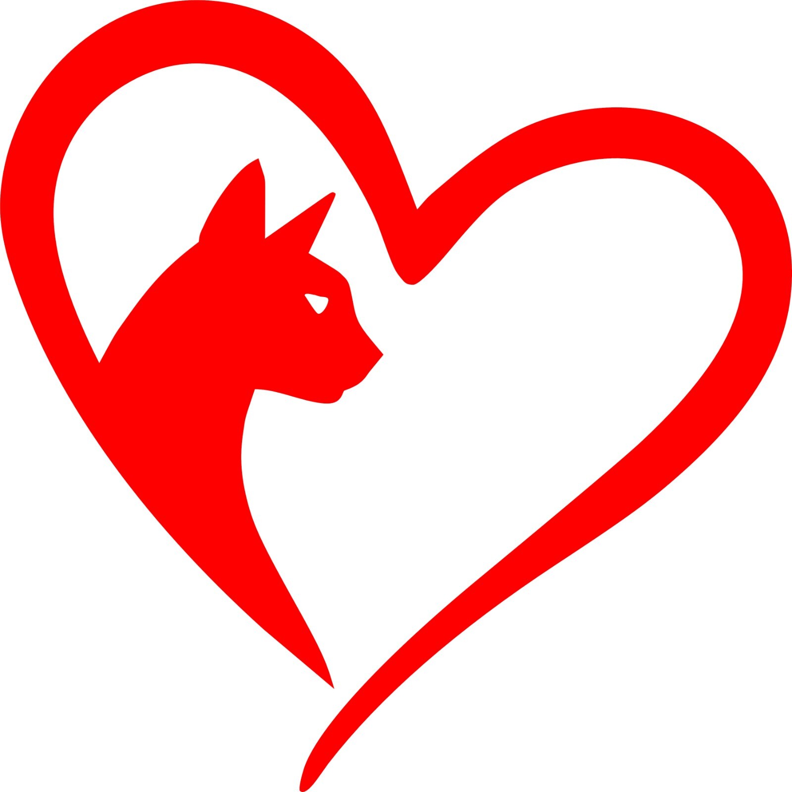 CAT IN A HEART in your choice of color decal 4"in X 4"in