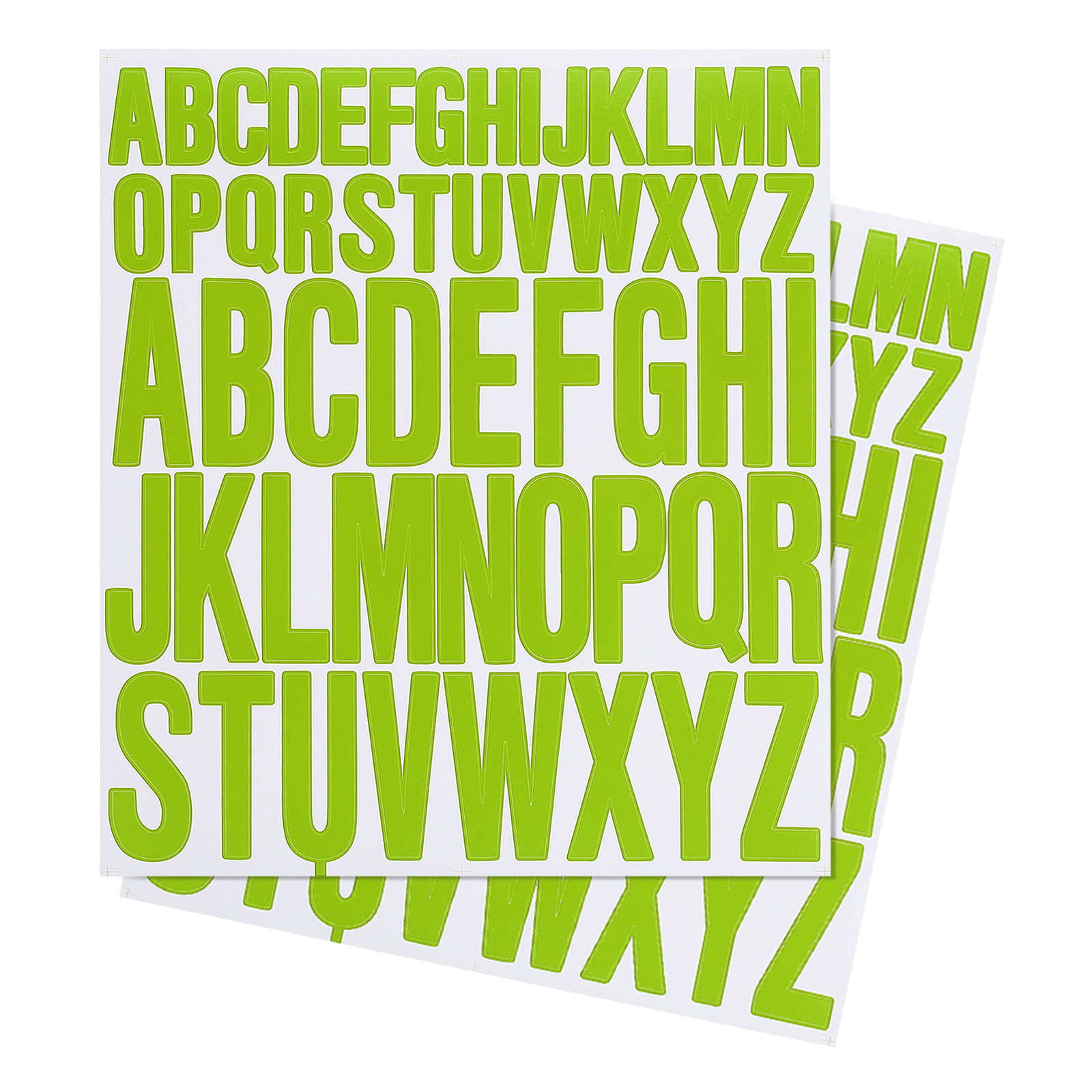 Letter Stickers 1 Inch 2 Inch, 12 Sheets Adhesive Alphabet Sticker, Yellow Green