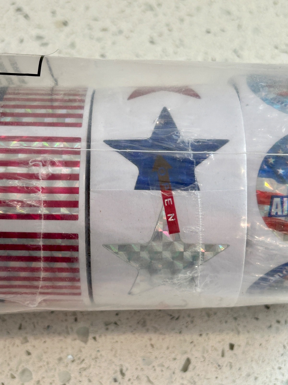 Star Spangled Red White & Blue Patriotic Stickers 6 Rolls – 750 Stickers Total