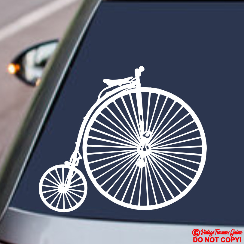 PENNY FARTHING BIG-WHEEL BICYCLE BIKE Vinyl Decal Sticker Car Rear Window Bumper