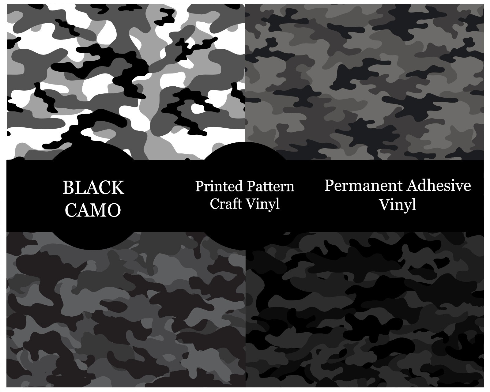 Black Camo Cricut Vinyl Sticker Oracal 631 Removable Decal Peel & Stick Vinyl
