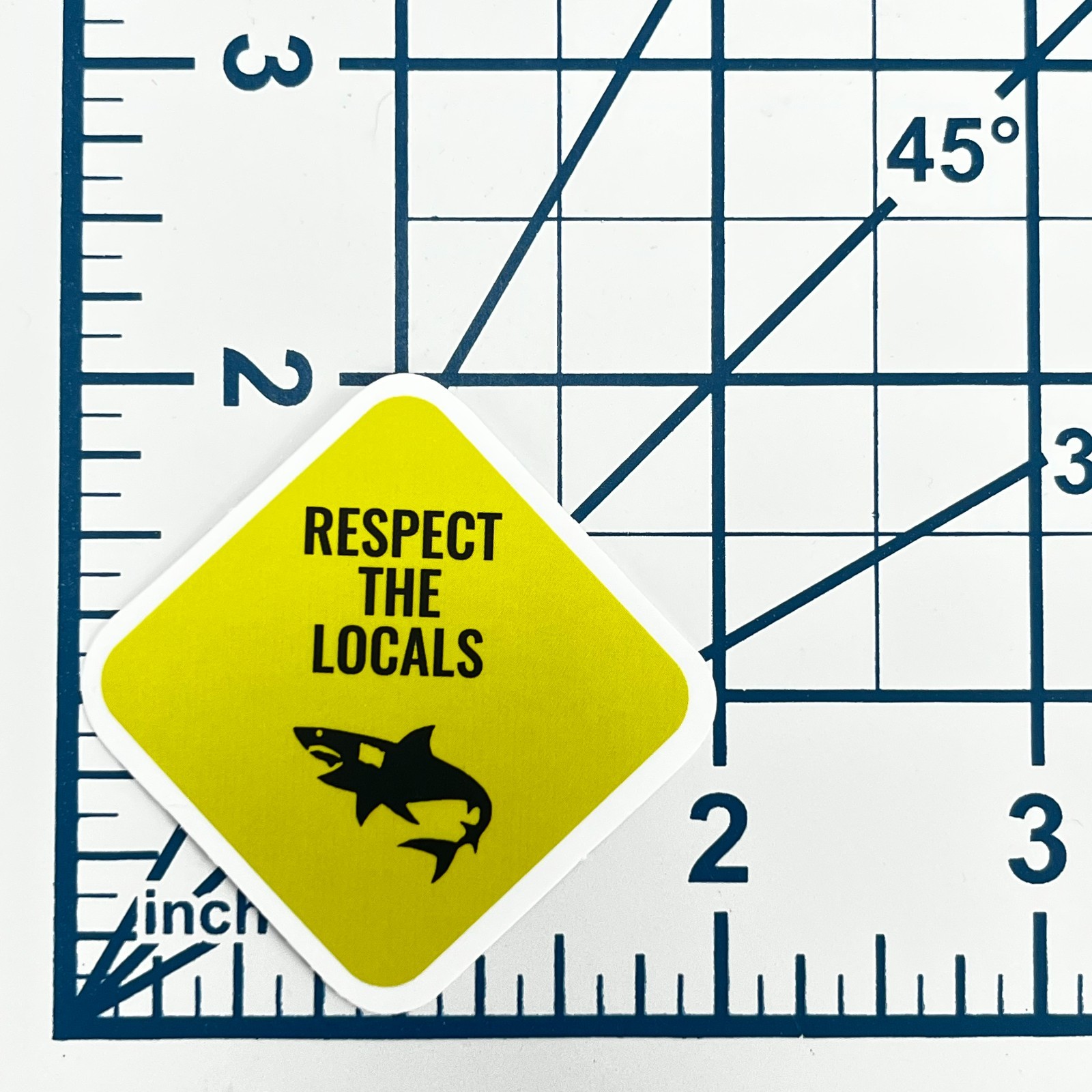 Respect The Locals Shark Warning Sign Vinyl Sticker Funny Beach Surfing Gift