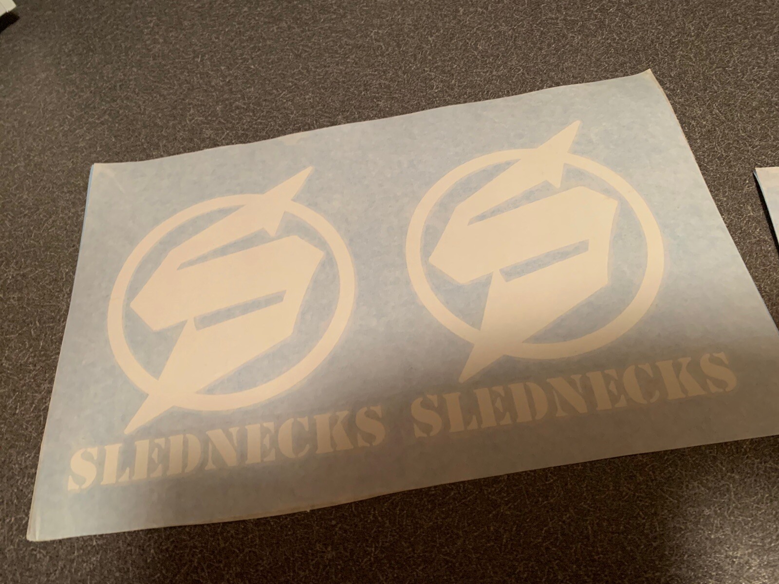Slednecks Snowmobile vinyl stickers decal PAIR OF TWO Trailer White 10”