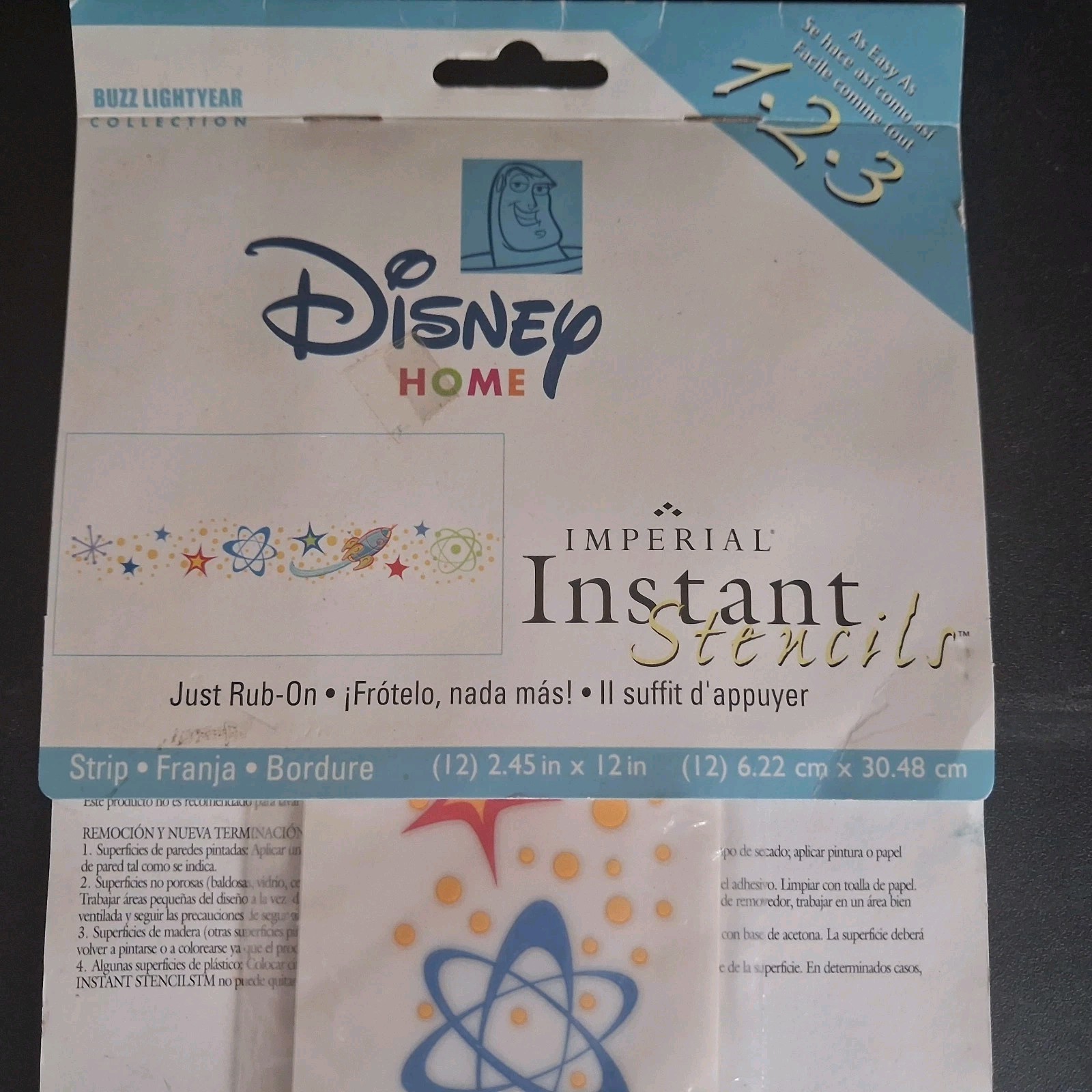 Vintage Disney Home Imperial Instant/Rub On Stencils Buzz Lightyear RARE Pattern