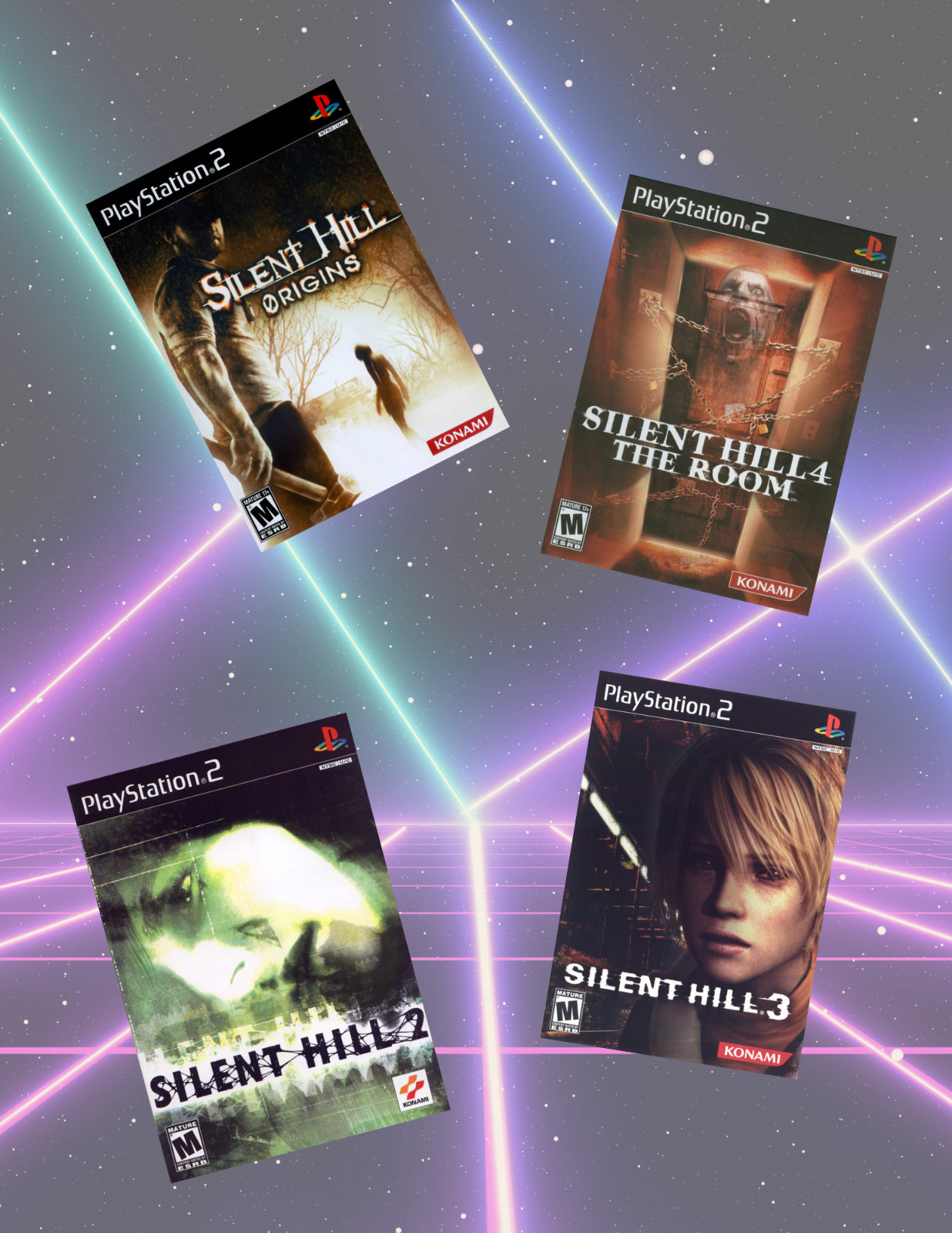 Silent Hill Retro Video Games PS2 4pc Sticker Pack