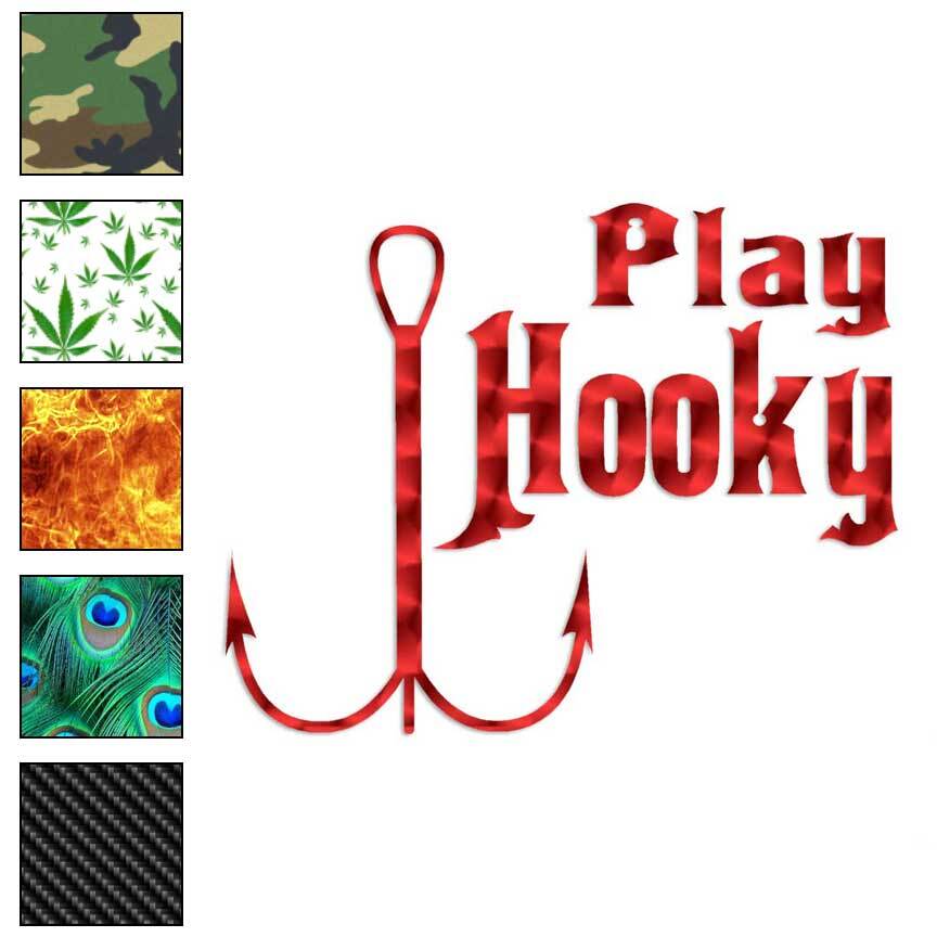 Play Hooky Fishing, Vinyl Decal Sticker, 40 Patterns & 3 Sizes, #536