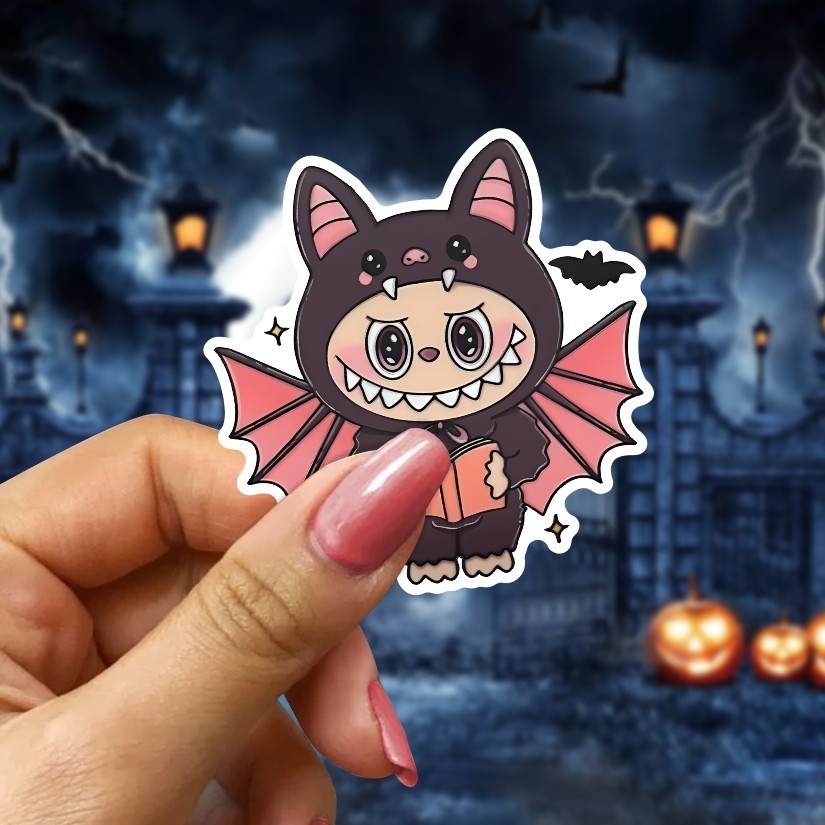 Labubu Halloween Stickers, Set of 12 Peel N' Stick, Sizes available