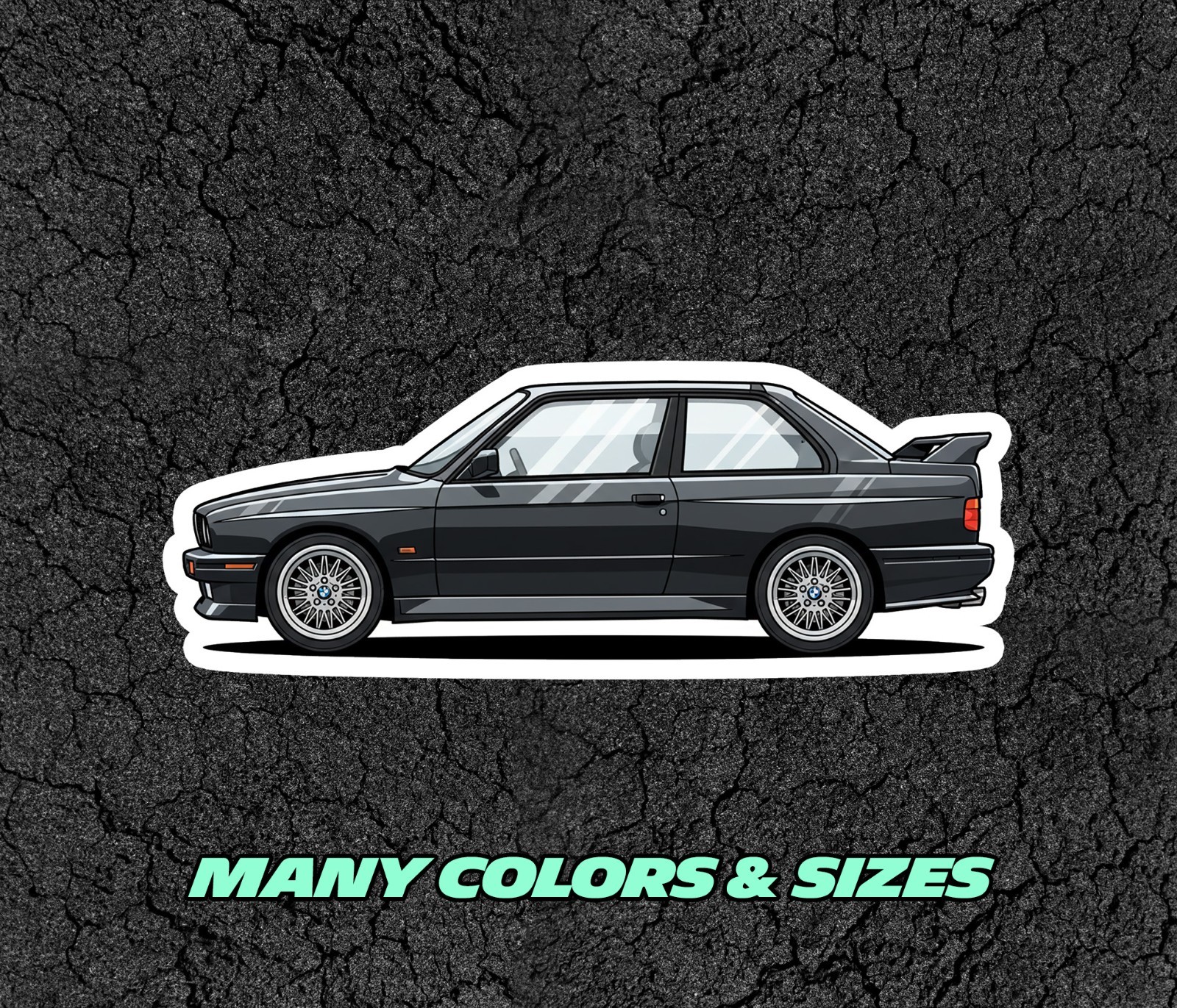 BMW M3 E30 Car Profile Sticker for Laptop, Phone Case, Book, Window, Kids etc.