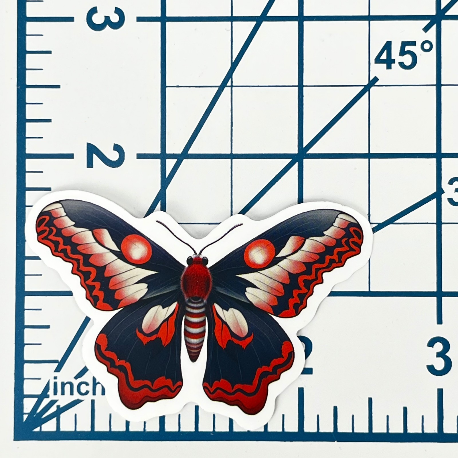 Scarlet Cecropia Moth Vinyl Sticker Vintage Butterfly Insect Journal Laptop