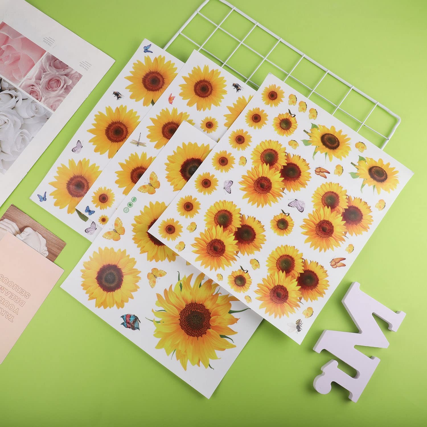 135 Pcs Sunflower Wall Sticker, Removable 3D Waterproof Decor for Kids, Mothe…