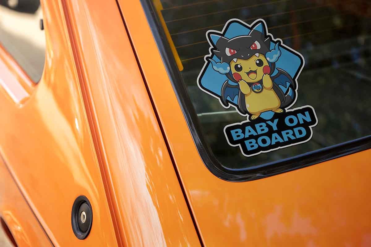 Pikachu Charizard X Poncho Baby On Board Decal – Cute Anime Car Vinyl Kawaii