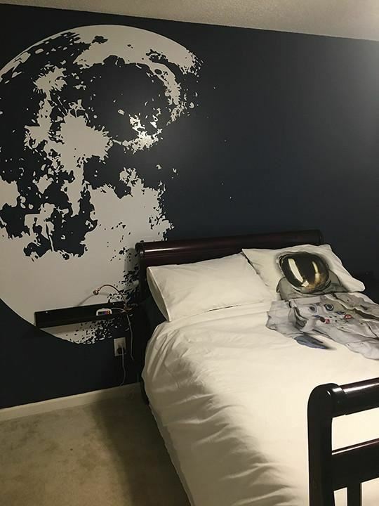 Moon Wall Sticker for Kid's Room. Wall Decal Moon Art. Space Theme Decor. #523