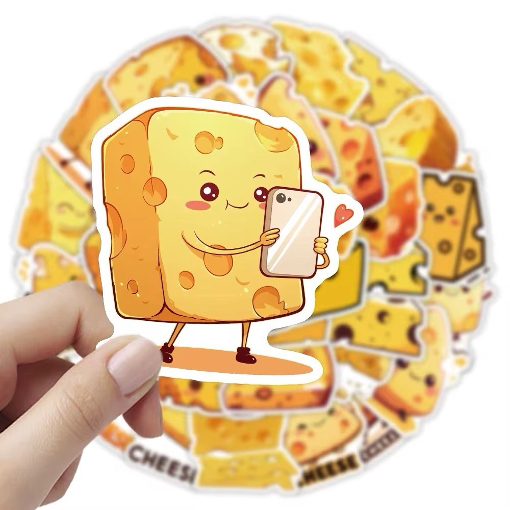 54 Pack Cartoon Cheese Sticker Sheets Food Decal Laptop Hydro Yeti Free Shipping