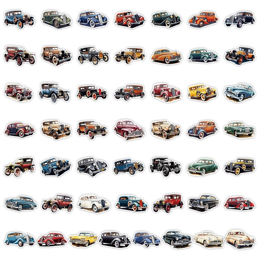 50 Pcs Stickers Classic Vintage Car Fridge Luggage Skateboard Phone Laptop Vinyl